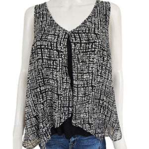 BCX Sleeveless Open Flap Front And Back Blouse With Built-in Cami Size XL